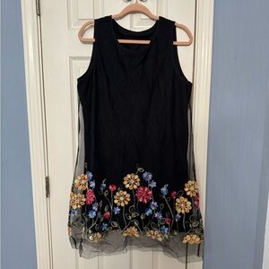 Floral Embroidered Black Dress